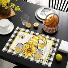 1pc/4pcs/6pcs Vintage Country Style Pattern Printed Linen Placemats, Suitable For Dining Table, All Season Home Decor, Modern Washable Tabletop Mats, Room Decoration, Placemats, Coasters, Kitchen Dining Mats, Party Supplies, Ideal Gift