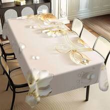 1/20pcs Simple Fresh White Floral Pattern Tablecloth, Fashion Theme, Outdoor Camping Rectangle Tablecloth, Perfect For Dinner, Picnic Essentials, Party Decorations, Dinner Gatherings And Home Decoration - Multicolor - View 19