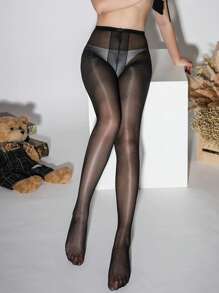 Women's Shiny Oiled Open Crotch Pantyhose Transparent Pantyhose Oiled Pantyhose Invisible Pantyhose Smooth Stockings Sexy Lingerie, Women Black Shiny High Elasticity Glossy Open Crotch Pantyhose, Suitable For 40-75KG