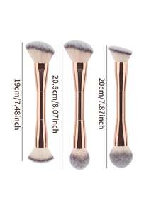 1 Pc Professional Dual-Head Facial Makeup Brush Set,Powder Brush,Blush Brush,Makeup Tools With Soft Fiber For Easy Carrying - Multicolor - View 3