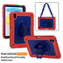 适用于 iPad 10/9/8/7/6/5 代 11 英寸/10.9 英寸/10.2 英寸/9.7 英寸/8.3 英寸/7.9 英寸的保护套，iPad 10 代 10.9 英寸平板电脑保护套，带笔槽、360° 旋转手带和支架，兼容 iPad Mini 6、Mini 7、8.3 英寸、iPad Pro 11 英寸、iPad Air 2/Pro/5/6、9.7 英寸、iPad 7/8/9 代 10.2 英寸、iPad (A16) 11 英寸 11 代 2025、iPad 11(A16 2025)（红+蓝）