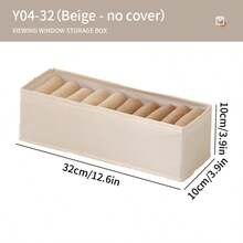 1 pieza Caja de almacenamiento de calcetines con estilo de cajón, caja organizadora rectangular de lino simple con compartimentos, caja de almacenamiento plegable para el hogar para calcetines y accesorios - Blanco - Ver 5