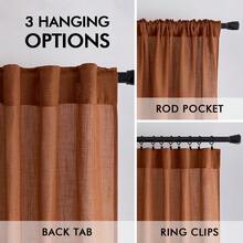New  Linen Curtains 90 Inch Length For Living Room 2 Panels, Terracotta Rod Pocket Back Tab Light Filtering Semi Sheer Boho Soft Linen Window Fall Drap Farmhouse Burlap Dr Curtains For Bedroom - Terracotta 52 W x 90 L (Pack -2) - View 5