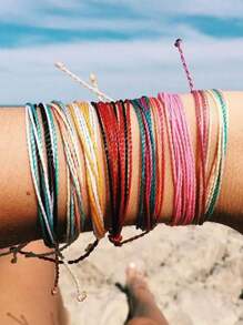 6pcs Random Color Bohemian Style Simple Beach Friendship Bracelets Set For Men & Women