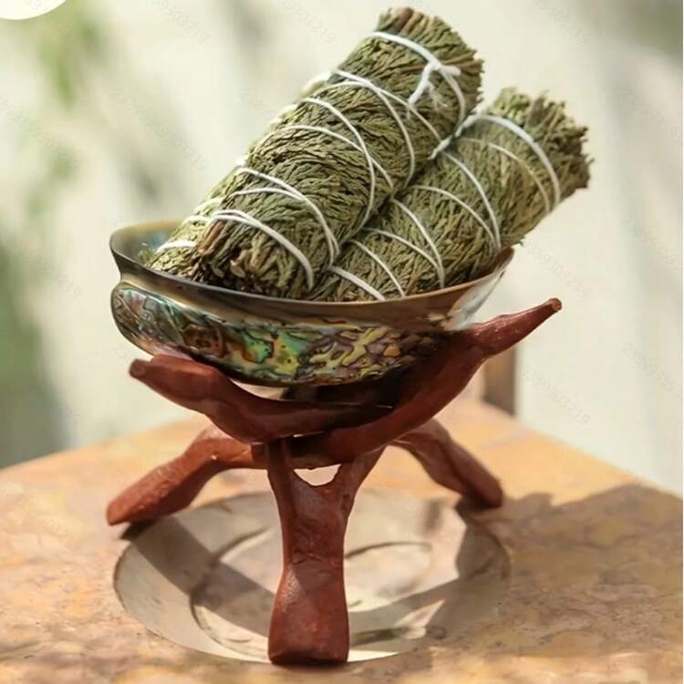 Natural Abalone Shell Incense Holder, Sage & Palo Santo Stick Holder, Sage Bowl, Sage Burner, Incense Burner & Aromatherapy Stand Set For Incense Burning, Home Cleansing, Meditation, Shell Crafts, Home Decor - Multicolor - View 9