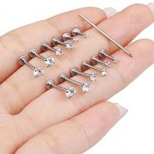 13 件 16G 唇环耳屏穿孔珠宝唇钉手术不锈钢不同尺寸平背软骨耳轮耳钉穿孔珠宝条 6 毫米 8 毫米 10 毫米