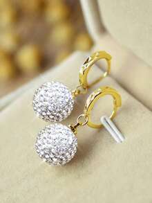 1pc Elegant S925 Sterling Silver Ball Stud Earrings With Sparkling Crystal, Hypoallergenic, Suitable For Daily Wear And Music Festivals - Beads - View 12