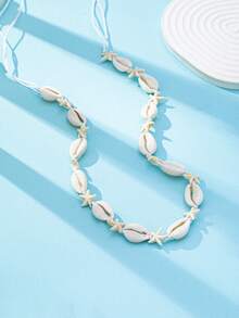1pc Woven Shell Waist Chain, Summer Holiday Beach Style Body Chain, Suitable For Surfing, Pool Party, Summer Jewelry - White - View 2