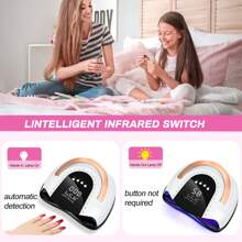 LKE UV Nail Lamp 268W Gel Nail Lamp Nail Dryer UV Lamps For Gel Nails, LED Nail Lamp With Automatic Sensor / 4 Timer Setting, Home And Salon