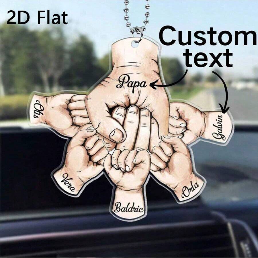 2D Customized Fist Bump Family Heirloom Pendant, Personalized Name Text Keychain, Father's Day Gift,Graphic Print - Multicolor - View 1