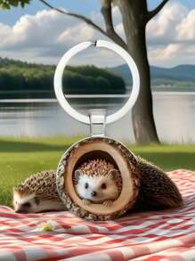 1pc Hedgehog Design Wooden Keychain - Fashionable Style, Ideal For Birthday And Holiday Gifts, Party Favor Accessories Car Accessories Bag Charm Backpack For School Cute Goth Y2k