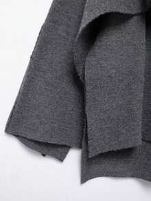 DEEKA Thu/Đông Mới Về Khăn Choàng Poncho Cổ Áo Dài Tay Kiểu Dáng Thường Ngày Áo Khoác Cardigan Dệt Kim Ngắn - Xám - Xem 7