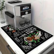 1pc Square Skull & Coffee Pattern Heat Resistant Mat, Soft Rubber Backed Insulation Pad, Table Protector, Coffee Machine Mat, Kitchen Drainage Mat, Household & Kitchen Coaster - Multicolor - View 11