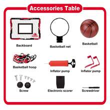 Indoor Basketball Hoop for Kids Ages 3-12, Over The Door Mini Hoop with Electronic Scoreboard, Countdown and Music Accompaniment Functions, Basketball Toys & Birthday Gifts for Boys & Girls, Sports Fun for Ages 3 4 5 6 7 8 9 10 11 12+ Year - Schwarz - Übersicht 5
