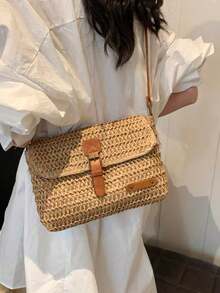 新款时尚编织包女士单肩包/斜挎包休闲风格，编织设计，节日必备，非常适合旅行、度假、节假日和海滩，夏季吸睛沙滩包，女士夏季草编沙滩包，女士最热沙滩包，时尚夏季度假包，沙滩必备女士度假和节日包