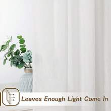 New  Crushed Voile Sheer Curtains For Living Room Rod Pocket Window Treatment Crinkle Sheer Curtains(2 Panels, 51" X 108", White) - 白色 51 寬 x 108 長(2 包) - 查看 4