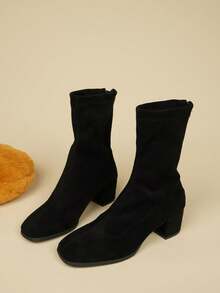 1 Paio di Stivaletti alla Caviglia Casual e Comodi da Donna con Cerniera sul Retro, Stivaletti alla Caviglia  Casual da Donna per Vacanze, Stivaletti alla Caviglia da Donna per Autunno/Inverno - nero - Visualizzare 7