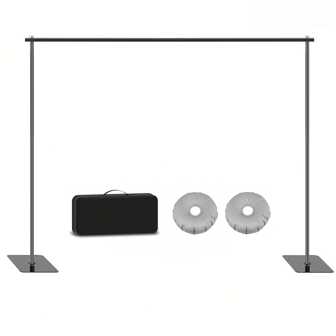 背景架，6.5 英尺高 9 英尺宽可调节摄影背景支撑杆，带重型平底座，照片金属钢管和悬垂框架套件，适用于派对、生日、婚礼