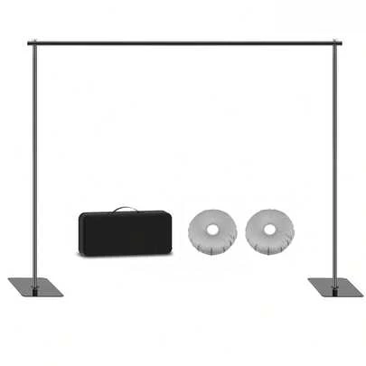 حامل الخلفية، 6.5 قدم ارتفاع 9 قدم عرض قابل للتعديل، دعامة خلفية تصوير برمبضة قاعدة ثقيلة، أنبوب حديد معدني ومجموعة إطار راتنج للاحتفالات وأعياد الميلاد والزفاف