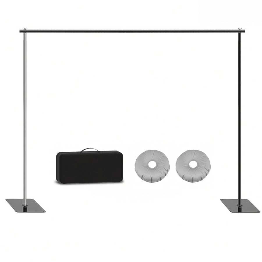 Backdrop Stand, 6.5ft Height 9ft Width Adjustable Photography Background Support Poles With Heavy Duty Flat Base, Photo Metal Steel Pipe And Drape Frame Kit For Parties Birthday Wedding