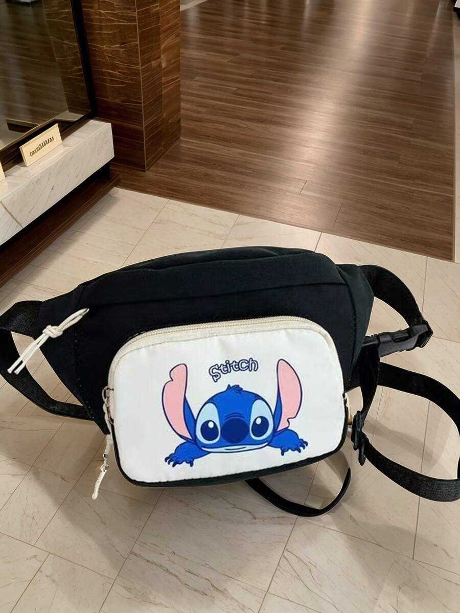 1 件可爱针脚元素设计休闲腰包，双口袋，便携实用，可爱，适合日常使用