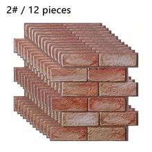 12PCS 3D Tile Brick Wall Sticker Self-Adhesive Waterproof PVC Wallpaper, 30*30cm, Multi-Pattern - Multicolor - View 6