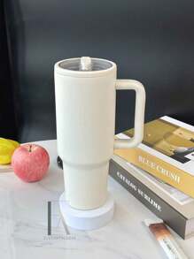 40oz Leak-Proof Insulated Stainless Steel , Foldable Direct Drinking Mouth With Straw, Handle And Leak-Proof Cover Travel Mug For Hot/Cold Drinks Back To School