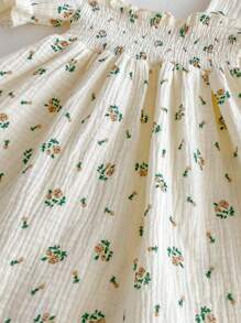 Korean Style Baby Girls' Spring Ditsy Floral Princess Dress, Cute Sweet Mini Dress