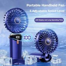 New Handheld Small Fan USB Portable Digital Display SilentOffice DeskStudent On Dormitory Charging Outdoor Fan,1PC Portable Handheld Fan, With LED Display, Handheld/Neck/Desk 3 In 1 Personal Small Fans, 90° Foldable Desk Fan With Base, 5 Speed Lash Fans Makeup Fan For Women Mini Portable USB Fans With 6 Speeds