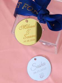 Personalized Acrylic Tag Engraved Round Circle 3.5cm Custom Wedding Name Happy Birthday Baptism Mirror Gold Tag Decoration Gift,Multi-Functional, Ornamental,Reusable,Exquisite,Stylish,High-Quality,Colorful,Modern,Custom,Personalized,Unique,Ideal Gifts For Him,Ideal Gifts For Her,Boyfriend,Dad,Girlfriend,Mom,Family,Friends,Tea Room,Home,Garden,Office,For Anniversaries,For Valentine's Day,For Mother's Day,For Birthdays,For Father's Day,For Graduation,For Weddings,For Housewarming,Warm Ambience, Autumn Home Refresh,Home Harmony - Multicolor - View 4