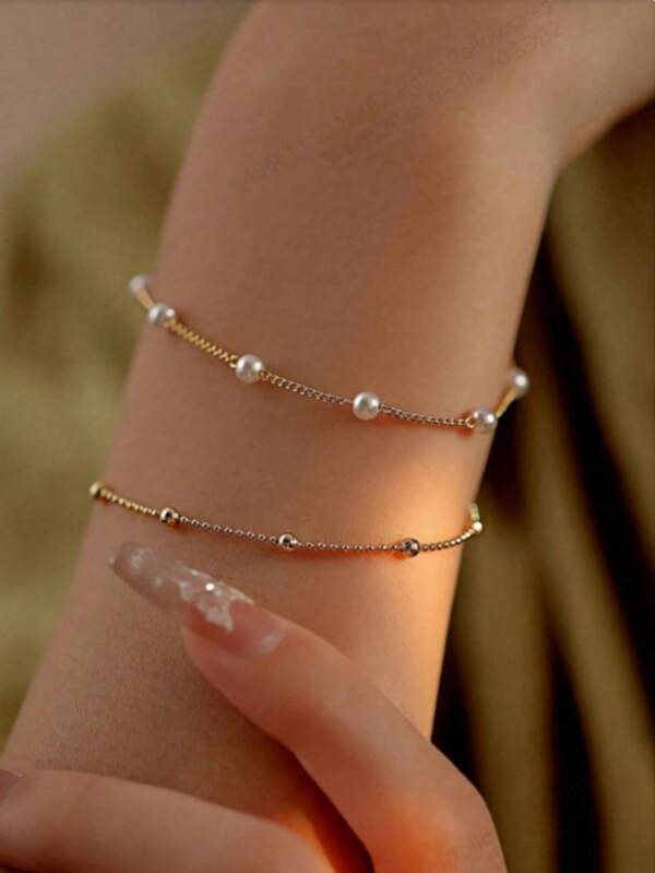 2pcs Set Minimalist Pearl Elegant Bracelets