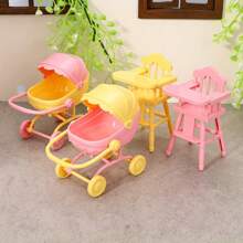 1 Set Carrito de muñeca en miniatura, Cochecito realista con trona para muñecas que fomenta el juego imaginativo para el rol, accesorios para casa de muñecas