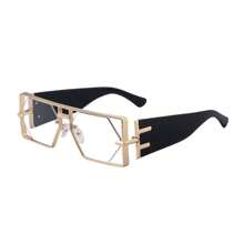 1pc New Arrival Fashion Square Hollow-Out Sunglasses For Men, Retro Casual Street Style, Elegant High-End Metal Frame Sunglasses, UV Protection Suitable For Daily Wear, Sunglasses For Men
