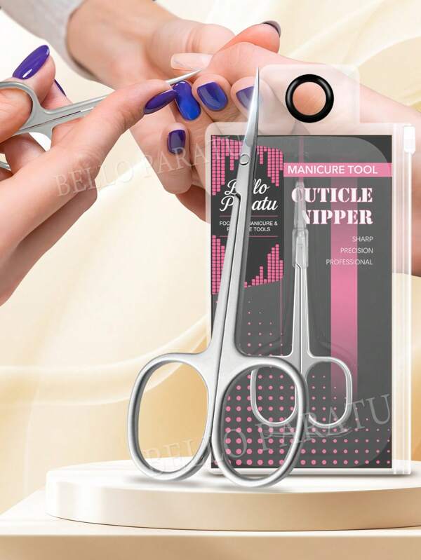 Bello Paratu 1 pieza Tijeras curvas extra finas para cutículas, herramientas de manicura multiuso pequeñas, tijeras profesionales para pestañas y cejas