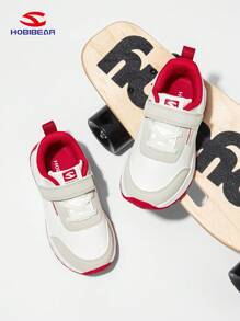 HOBIBEAR Red & White Kids Sports Shoes, Boys & Girls Outdoor Barefoot Shoes With Anti-Slip Wide Fit Flat Bottom Walking Shoes, Suitable For All Seasons, Recommend Ordering 0.5 Size Up For Comfort