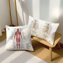 1pc/2pcs Minimalist Human Anatomy Print Decorative Throw Pillow Covers [No Pillow Insert], 11.81*19.71in(30*50cm)/17.7*17.7in(45*45cm), [Single-Sided Print] Polyester Cushion Covers For Sofa, Bed, Living Room, Bedroom, Car, Office, Hotel Decor, All Seasons, Perfect Gift For Family & Friends