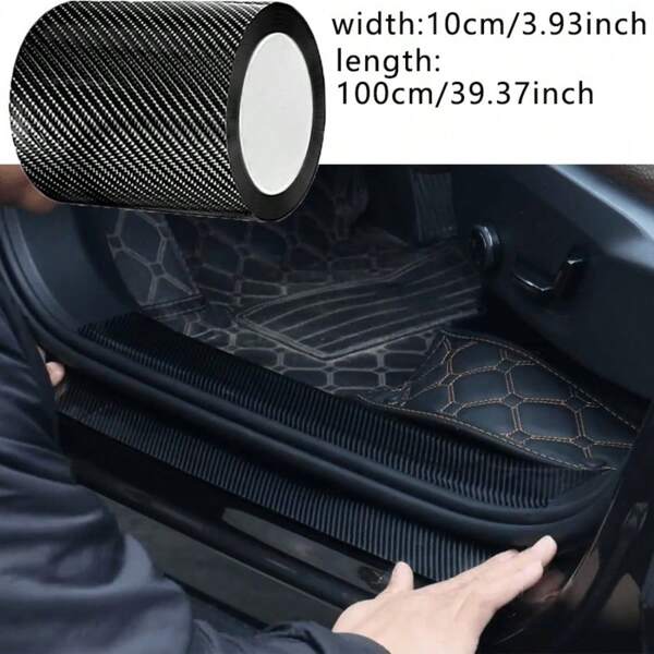 1 rouleau de protecteur de bord de porte de voiture en fibre de carbone 3D nano, ruban adhésif imperméable et résistant aux rayures en PVC, film anti-collision universel, couleur noire