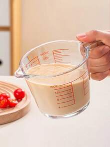 1pc Heat-Resistant Glass Graduated Measuring Cup, With Precise Scale And Handle, Multipurpose Large Capacity Stackable For Easy Storage, Coffee Measuring Cup, Eagle Beak Design Is Easy To Tilt, Transparent Container Baking Measuringtool, Multi-Functional Kitchen Tool, Suitable For Baking, Milk, Water And Flour Measuring Cup