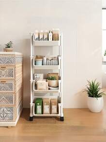 3/4/ 5-Tier Rolling Utility Cart With Wheels,Compact And Practical Space Saving 5-Tier Organizer,Combination Removable Storage Rack,Rolling Plastic Storage Cart With Wheels,Multifunctional Kitchen And Office Use,Floor Stand With Wheels, Easy To Move Kitchen,Garage Or Studio Organization,Rolling Storage Cart