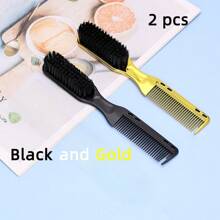 Peigne multifonctionnel pour hommes, brosse à cheveux pour hommes, outils et accessoires capillaires pour hommes, peigne convenant aux hommes. Une brosse à double usage pour la coiffure et la mise en forme de la barbe, avec un design de peigne et de brosse. Un peigne à double usage pour coiffer les cheveux naturels et les sourcils. Outils capillaires, produits capillaires et accessoires pour les essentiels de voyage de salon de coiffure. Outil de mise en forme de la barbe pour hommes, peigne à texture de brosse, outil de coupe de cheveux, peut prendre soin de la barbe et peigner les cheveux