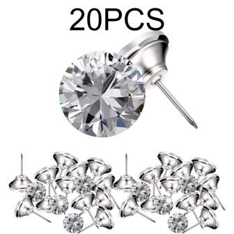 20个装水晶装饰纽扣 水晶装饰钉 透明水晶头装饰钉 仿钻石纽扣 用于缝纫DIY沙发和墙壁装饰