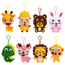 3pcs/5pcs/8pcs Kid Sewing Craft Kit, DIY Animal Felt Tool Kit, Lions, Dinosaurs, Rabbits, Deer, Etc Keyrings, For Beginner Felt Art & Craft Learn To Sew For Birthday Gifts, Educational Toys For Boys And Girls