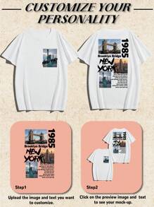 Camiseta personalizada para hombres, ingrese su propio texto/bendición/texto divertido, cargue fotos de su pareja/mejores amigos/mascotas/paisajes/familia, camiseta negra, regalo del Día de la Independencia, regalo de vacaciones, regalo de aniversario, uniforme de equipo de la empresa, atuendo de festival de música, regalo para él, camiseta de cuello redondo de manga corta negra para hombres, atuendo para fiestas
