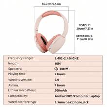 AXNEN Nouveau casque d'écoute supra-auriculaire avec son surround 3D de qualité, à double microphone, câblé/Bluetooth/sans fil. Transmission stable et claire avec longue autonomie. Léger et rétractable, adapté aux sports, aux e-sports et au jeu. Compatible avec iOS, Android et ordinateurs.