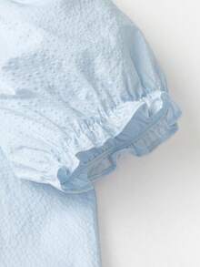 mini bala Girls' Summer Blouse – Lightweight Breathable Sweet Shirt, Cute Short Sleeve Top - Ice Blue - View 7