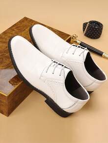 Mioeert Solid Color Casual Polyurethane Lace-Up Formal Shoes For Men, Suitable For Home, Office, Party In Spring, Summer, Autumn - White - View 6