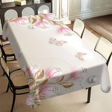 1/20pcs Simple Fresh White Floral Pattern Tablecloth, Fashion Theme, Outdoor Camping Rectangle Tablecloth, Perfect For Dinner, Picnic Essentials, Party Decorations, Dinner Gatherings And Home Decoration - Multicolor - View 21