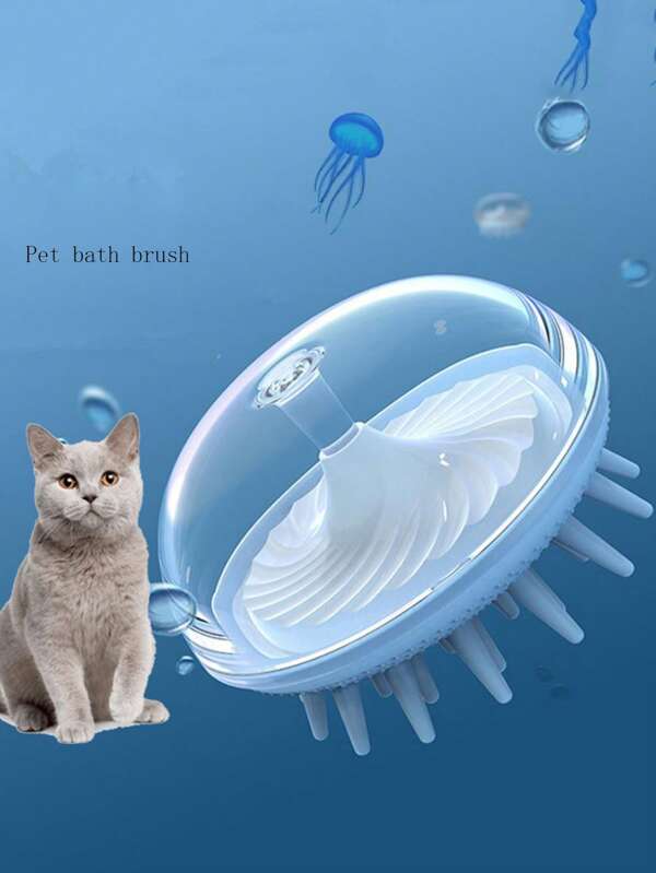 1pc New Pet Bathing Brush, Silicone Cat Massager Brush, Dog Bath Brush, Jellyfish Pet Brush, Shell Grooming Comb