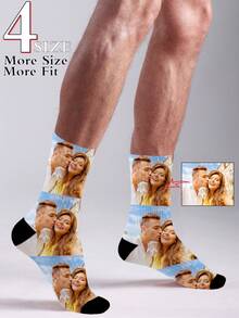Custom Face Socks, Custom Photo Sock, Custom Printed Socks, Personalized Funny Face Socks, Custom Picture Socks, Put Any Face On The Socks, Anniversary Gift, Valentine Gift, Birthday Gift, Wedding Gift, Mother's Day Gift,Colorful,Cute,Adorable,Contracted,Funny,Custom,Unique,Customized,Personalized,Ideal Gifts For Him,Boyfriend,Girlfriend,Family,Friends,Grandparents,Children,Her, Fall - White - View 1