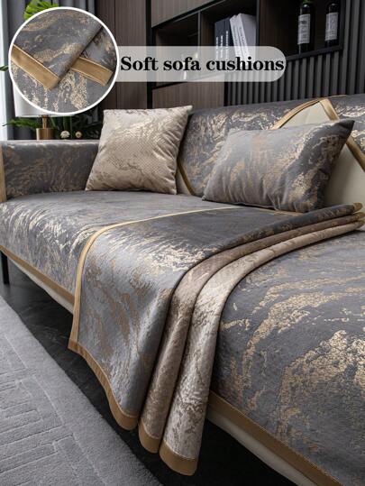 1pc Chenille Sofa Cover, All Season Universal Sofa Slipcover, Pillow Back Cover, Sofa Protector, Suitable For Bedroom, Office, Living Room, Home Decor